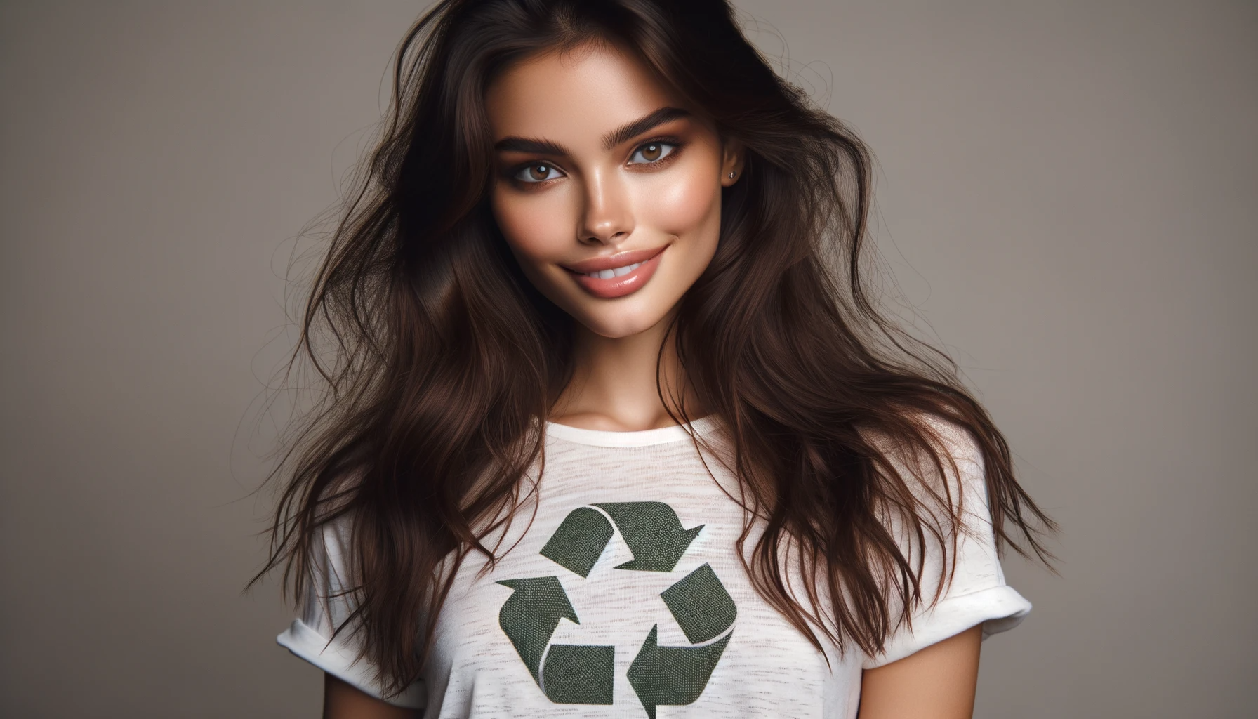 woman model wearing recycled shirt