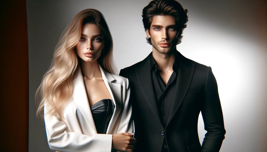 a male and female model