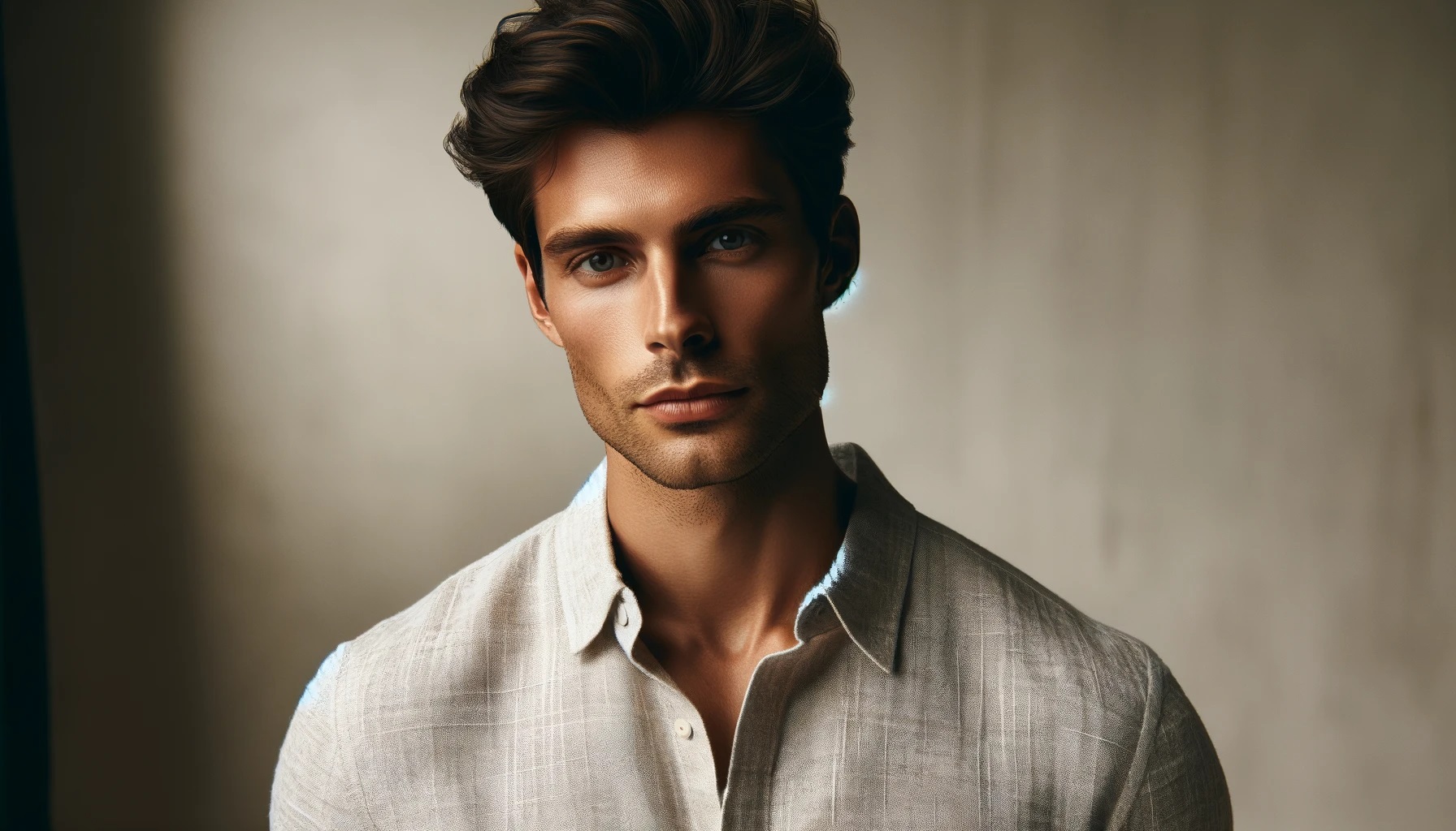male model wearing linen shirt