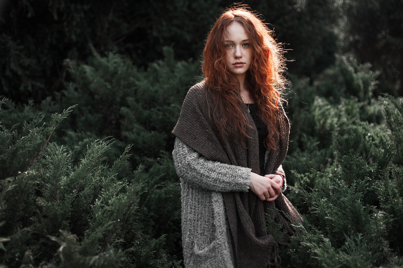 woman wearing knitted garment